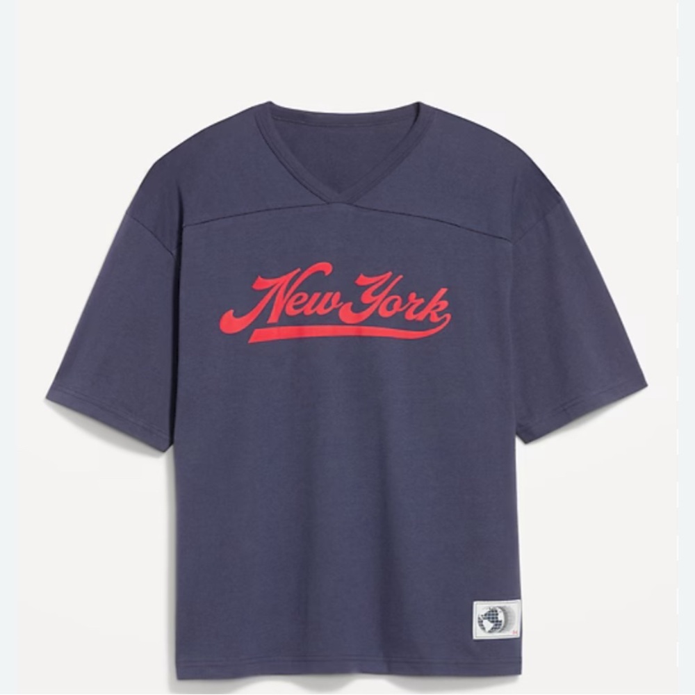 Old Navy Navy Blue and Red Short Sleeve Tee